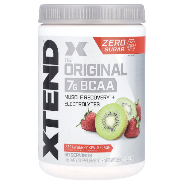 XTEND-7G BCAA(Original)Dietary supplement designed to support muscle recovery and hydration.Available in Strawberry Kiwi Splash flavor.Contains 30 servings per container.