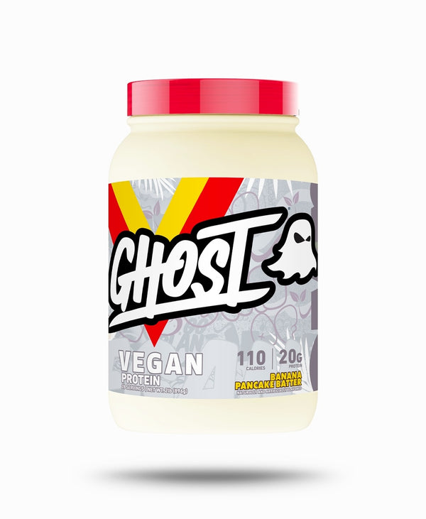 Ghost-Vegan Protein(Original)Specifically the Banana Pancake Batter flavor also available in Peanut Butter Cereal milk. It is a plant-based protein supplement that is soy-free and easy to digest. 