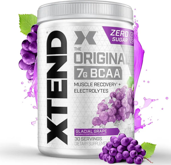 XTEND-7G Grape BCAA(Original)Available in Glacial Grape flavor.Zero sugar, calories, and carbs per serving,30 servings per container.